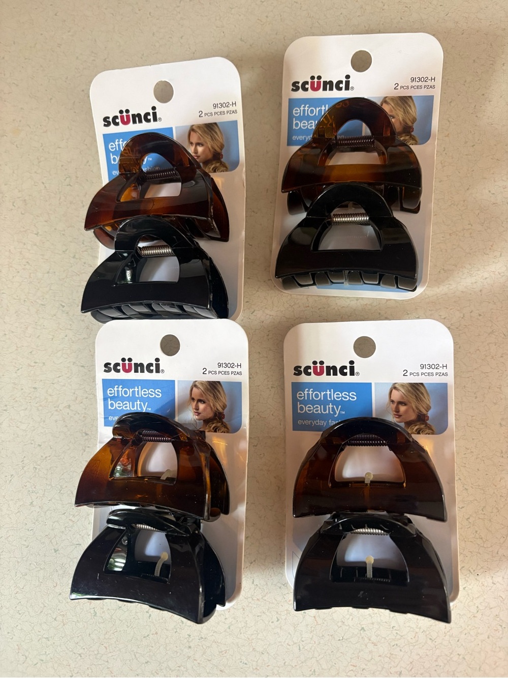 scünci 2-Pack Hair Claw Clips - Tortoise/brown  & Black
